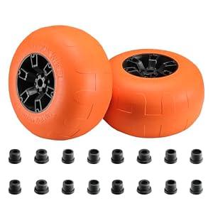 ONECHOI Beach Balloon Wheels, 13" Flat-Free Solid PU Beach Cart Tires Replacement Big Sand Wheels for Beach Buggy, Kayak Trolley, Canoe Cart, Rolling Walker, Garden Cart, Wheelchair & Buggy, 2-Pack