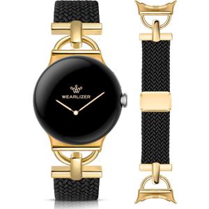 Wearlizer Braided Magnetic Band Compatible with Google Pixel Watch 41mm | Stretchy Elastic Nylon Watch Bands for Women, for Pixel Watch 4/3/2/1, Breathable Sport Wristband, Designer D-Shape Strap