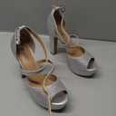 IDIFU Women's Platform Chunky High Heels Dress Sandals Peep Toe Ankle Strap Wedding Party Evening Shoes for Women Bride 7.5