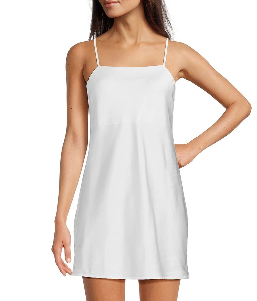Women's Lingerie Satin Nightgown Slip (White)