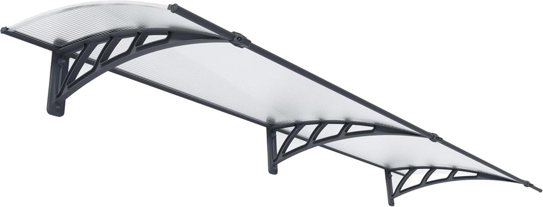 Palram - Canopia Neo 2700 9' x 3' Door/Window Awning, Gray/Diffused Clear | Fixed Outdoor Awning DIY Kit for House, Polycarbonate UV Protected Panel, Durable Plastic Polymer Frame, Weather Resistant, Gray/Frost, 9' L x 3' W x 1' H
