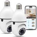 Light Bulb Camera Wireless WiFi 355 Degree Surveillance Cameras, 2PCS Full HD 1080p Security Light with Camera for Indoor Outdoor House Security