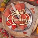 Yookeer 12 Pcs Thanksgiving Pumpkin Wooden Plate Decor Fall Thankful Grateful Blessed Place Card Settings Table Decor Thanksgiving Ideas Rustic Letter Sign(Natural Style)