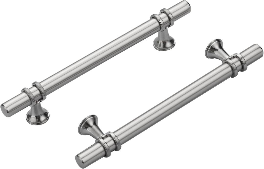 10 Pack Brushed Nickel Cabinet Pulls Silver Kitchen Cabinet Handles 5 Inch Satin Nickel Drawer Pulls for Dresser Bathroom,Zinc Alloy Base (Hole Center:5 inch (128mm))