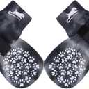 EXPAWLORER Anti Slip Dog Socks to Prevent Licking Paws, Dog Shoes for Hot Pavement, Dog Booties for Senior Dogs, Traction Control Boots & Paw Protectors for Hardwood Floors (Medium (4 Count), Black and White)