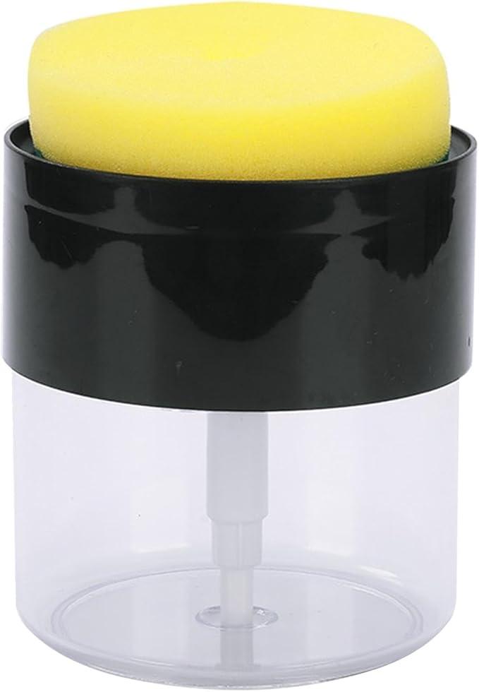 500ml 2-in-1 Kitchen Dispenser, Soap Dispenser with Sponge Holder, Liquid Soap Pump Bottle, Saving Cleaning Dispenser (Black)