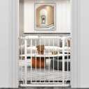 WAOWAO Baby Gate 29.13-33.82" Extra Wide Pressure Mounted Walk Through Swing Auto Close Safety White Metal Toddler Kids Child Dog Pet Puppy for Stairs,Doorways,Kitchen