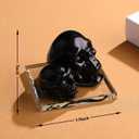 Halloween Decorations Gifts - 2pcs Black Crystal Skull Head Statue, 3.9 x 3 Inch Large & Small Party Carved Souvenir, Indoor Scary Home Decor Skull Head Props