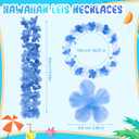 Jexine 250 Pieces Hawaiian Leis Bulk Tropical Luau Leis Summer Beach Floral Necklace for Birthday Party Decorations Wedding Summer Celebrations(Blue,Light Color)