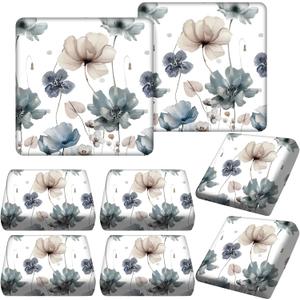 Hosuly 8 Pcs Spring Wildflower Sofa Cushion Cover for Patio Blue Summer Floral Stretch Outdoor Sofa Seat Cushions Cover Tropical Flower Indoor Replacement Couch Chair Slipcover Flexibility