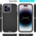 Phone Case for iPhone 14 Pro Case with HD Screen Protector, Heavy Duty Shockproof & DustProof & Dropproof 3-Layer Cover Phone Case for iPhone 14 Pro (6.1'') (BlackGrey)