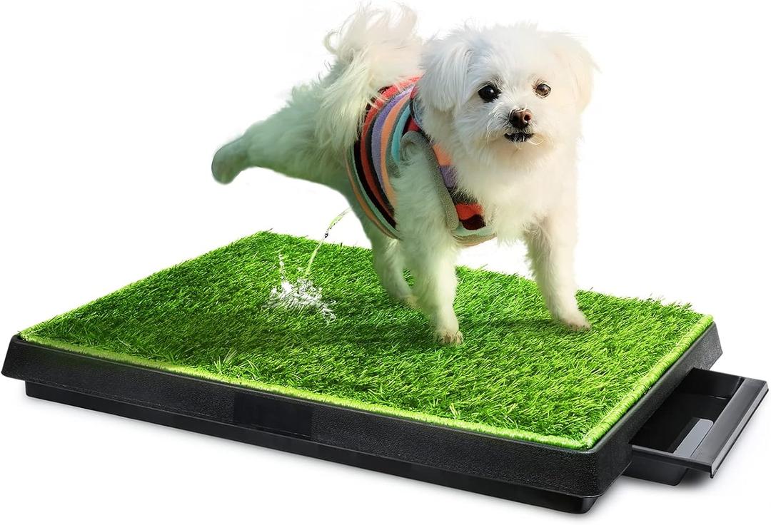 Hompet Dog Toilet Indoor Puppy Training Pad, Dog Potty Pet Training Grass Mat, Removable Waste Tray for Easier Clean Up, Artificial Turf, 25"20"