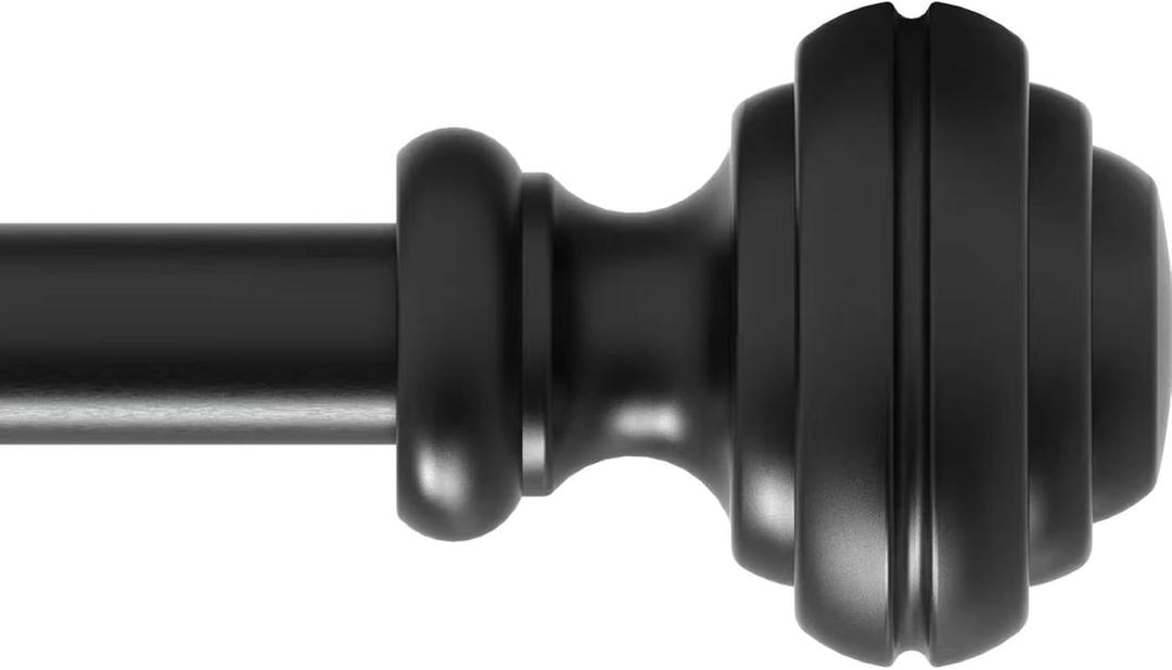 Curtain Rods for Windows 16-116 inch,3/4 inch Heavy Duty Adjustable Decorative Curtain Rod with Modern Finials,Window Rods for Bedroom, Living Room,Patio and Kitchen (Black)