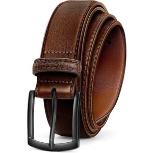 Men's Belt Genuine Leather Belt for Men Dress Casual Golf Jeans Pants 1 3/8" (Floral Coffee)