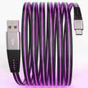 Type C Cable Led Light Up Charger Cord Visible Colors 3A Fast Charging USB A to USB C Data Sync Cord for Samsung Galaxy S25 S24 S23/S9/,iPhone 17/16/15