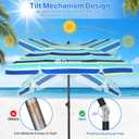 Duerer Beach Umbrellas, 8.5FT Beach Umbrella for Sand with Anchor Heavy Duty Windproof, Height Adjustable Tilt Iron Pole, Portable Beach Umbrella with Carrying Bag for Beach, Patio Garden Outdoor