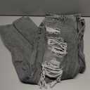 Women's High Waist Straight Leg Ripped Jeans Distressed Denim Pants (Black, XL)