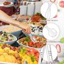 Mwellewm 36Pcs Serving Utensils Large Plastic Serving Utensils Set Serving Spoons for Buffet Clear Disposable Plastic Tongs 8.5'' Heavy Duty Slotted Spoons/Forks Supplies for Party Food Salad Soup