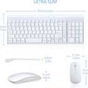 TopMate Wireless Keyboard and Mouse Ultra Slim Combo, 2.4G Silent Compact USB 2400DPI Mouse and Scissor Switch Keyboard Set with Cover, Batteries Included, for PC/Laptop/Windows/Mac - White