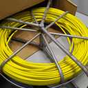 FAHKNS 425FT Fish Tape Fiberglass 1/4 inch(6MM) Fishing Wire Puller Duct Rodder Cable Running Electrical Fishtape Tool Rod with Steel Reel Stand Through Wall Pipe Length Marking in Meter