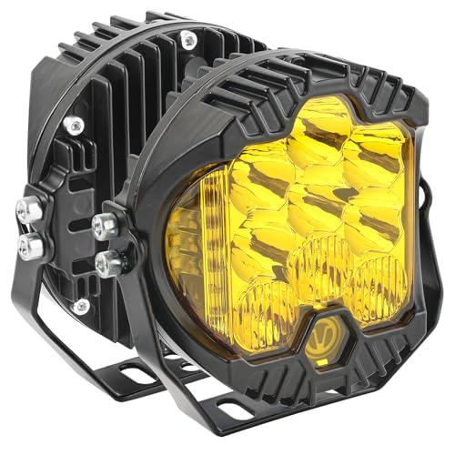 AUTOXBERT 5 Inch Amber Led Driving Light, 50W LED Offroad Side Shooter Pods Spot Flood Combo Beam Fog Lights for Truck Pickup Jeep 4x4 SUV ATV UTV, 2Pcs