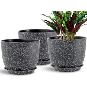 SE SUN-E 10 inch 3 Pack Flower Pots Home Decorative with Holes Planters House Plant Pots for Garden Plants for Planting Lovers Gifts Idea,Speckled Black Match with All Plants SE SUN-E 10 inch 3 Pack Flower Pots Home Decorative with Holes Planters House Plant Pots for Garden Plants for Planting Lovers Gifts Idea,Speckled Black Match with All Plants