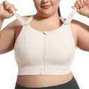 Adjustable High Impact Sports Bras for Women Zip Front Plus Size Full Coverage Workout Running Removable Pads,XXX-Large 