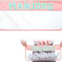 1 PCS American Mahjong Bag - Empty Mahjong Tiles Bag Only with Zippered & Letters, Case Only(Pink Blue,Moh-jong)