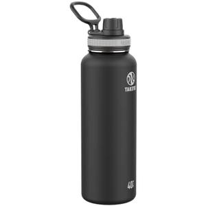 Takeya Originals 40 oz Vacuum Insulated Stainless Steel Water Bottle with Spout Lid, Black