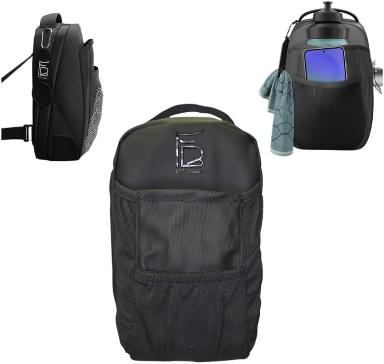 FB Fittbag Magnetic Gym Bag with Water Bottle Holder & Strap for Men - Small Medium Crossbody Sling Bags, Workout Carrier Holders with Pockets, Magnet Lock Pouch, Life Fitness Golf Caddy