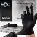 FINITEX Nitrile Disposable LatexFree Gloves Black  3.5mil 100PCS PowderFree Cleaning Medical Exam Food Glove (Large)
