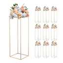 VEVOR Wedding Flower Stand, 10PCS 31.5-inch Column Flower Stand, Floral Stands with Metal Laminate, Rectangular Floral Display Rack for Wedding, Party, Birthday, Home,French Gold Centerpiece Stands