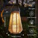 2 Pack Solar Lanterns Outdoor Waterproof, Vase-Shaped Solar Lantern with Handle, Hand-Wound Rope Outdoor Lantern Dusk to Dawn 6-8Hr, Hanging & Tabletop Decor for Garden/Patio