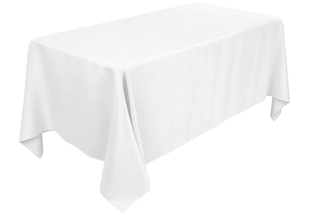 Decor Linens 90 x 132 Inch Rectangular Polyester Tablecloth with Oblong Corners, Weddings, Trade show, Banquets, Home, White