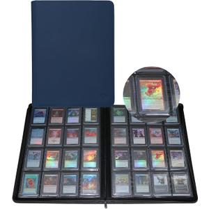 GrinOwl 16 Pocket Top loader Binder, Holds 640 Top Loaders, Large Top loader Card Binder with Sleeves for Cards in 3" x 4" Top loaders (Blue)