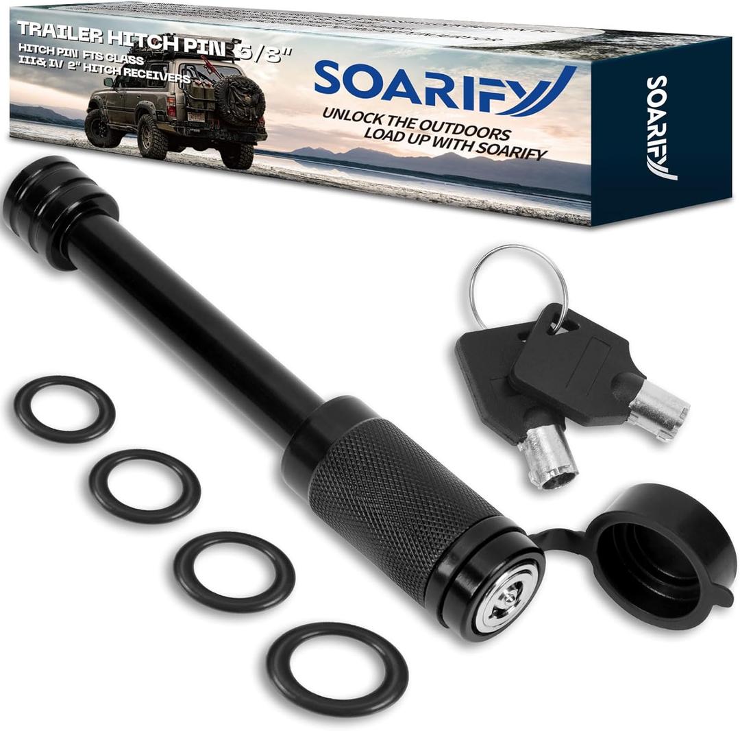 Trailer Hitch Lock - Fits 2" Receiver Tubes, Class III & IV Hitch Receivers, Anti-Theft Trailer Receiver Lock 5/8" Dia Locking Receiver Pin (3.5" Effective Length)