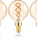 ToBeGreat G16.5 4W Dimmable LED Bulbs G50 Globe Light Bulb Energy Efficient 40W Equivalent 300lm Warm White 2200K Light for Night Bulb Night Light Bulb cafes,3 Pack (E12)