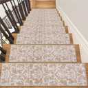 Lahome Carpet Stair Treads Non Slip Backing, 15 Pack 8" X 30" Stair Treads for Wooden Steps Indoor, Soft Washable Stairway Stair Runners Oriental Staircase Rugs for Kids Pets Elders(15pc, Beige)
