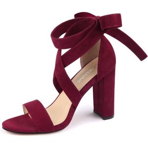 Strappy Heels for Women Chunky Heels High Heeled Sandals with Lace Up Fahsion Casual Nude Block Heel Sandals, 7