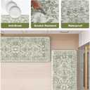 KIMODE Anti Fatigue Kitchen Mat Set, Non Slip Waterproof Kitchen Rug Set of 2, Boho Rugs for Kitchen, Ergonomic Standing Kitchen Sink Mats for Floor, 17"x29.5"+17" x47, Green