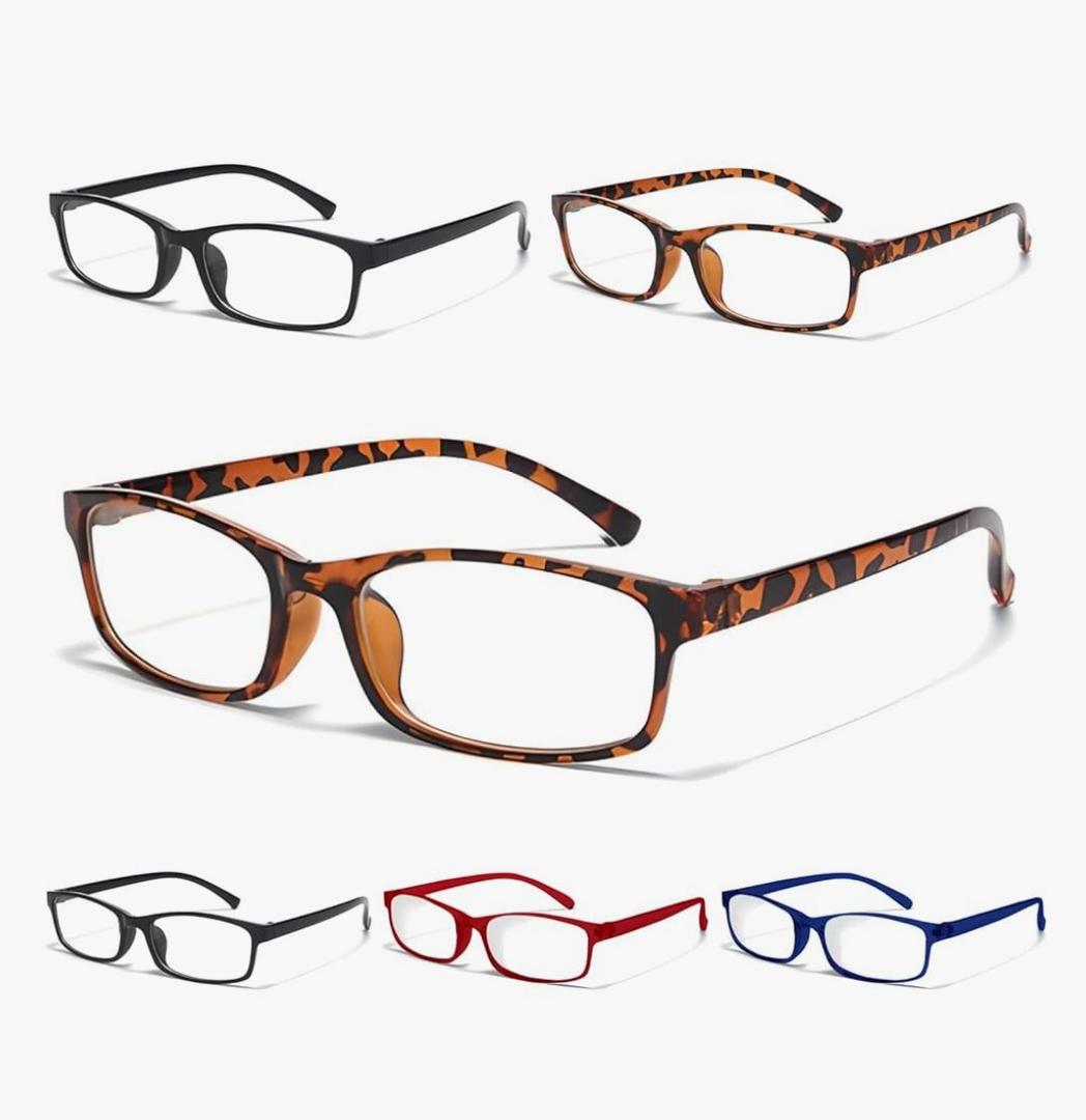Gaoye 4 Pack Reading Glasses - Blue Light Blocking Lenses, TR90 Frames, UV400 - Eyeglasses with Clear Vision
Color: Classic, Leopard, Red & Blue Mix, +1.25