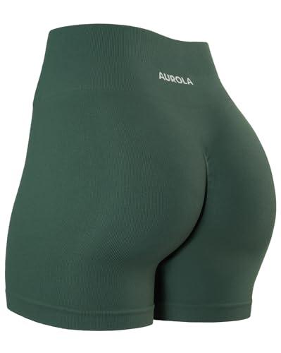 AUROLA Power Scrunch Butt Workout Shorts for Women Seamless Gym Shorts High Waist Tummy Control Yoga Biker Shorts,Eden Green,XL