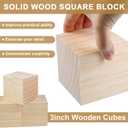 3 Inch Unfinished Solid Wood Blocks 3 Pack Natural Wood Cubes for DIY Crafting, Carving, Art Painting, Puzzle Building and Woodworking