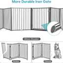 No Pawblems Free Standing Dog Gate with Door, 30'' Tall Foldable Dog Fence for Indoor & Outdoor, Up to 156 Inch Extra Wide Christmas Tree Fences for Dogs, Toddler(Black, 6 Panels)