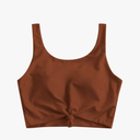 ZAFUL Women's Front Knot Bikini Tops Crop Tankini Top Scoop Neck Padded Bathing Suit Tops 6