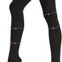 20-30 mmHg Thigh High Compression Stockings for Women, Open Toe with Stay-Up Dot-Top - Relief for Varicose Veins, DVT, Swelling, Pregnancy & Travel, Black, Large