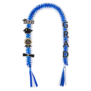 Graduation Leis 2026 Money Ribbon Leis for Graduation Class of 2026 Braided 48inch Graduation Necklace for High School,College Graduation Party Gifts,Blue and White