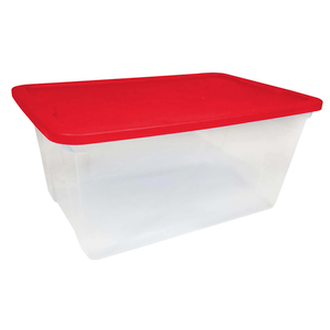 Homz Clear Storage Container With Red Lid, 21"X14"X13", Pack Of 2 