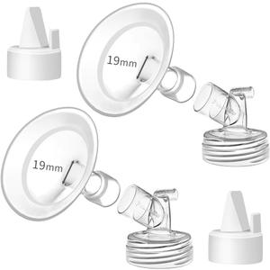 PumpMom-us 19mm Soft Rim Flanges Compatible with Spectra S2 S1 9 Plus Breastpumps Accessories, Replacement Breast Shield and Duckbill Valves for Spectra Pump Parts and 19 Flange