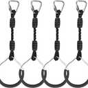 Hanging Ninja Gymnastic Ring Swing Monkey Bar Climbing Bar Jungle Fist For Outdoor Indoor Backyard Activities, 4 Pack Black Obstacle Course Rings Workout Playground Training Equipment Trapeze Play Set